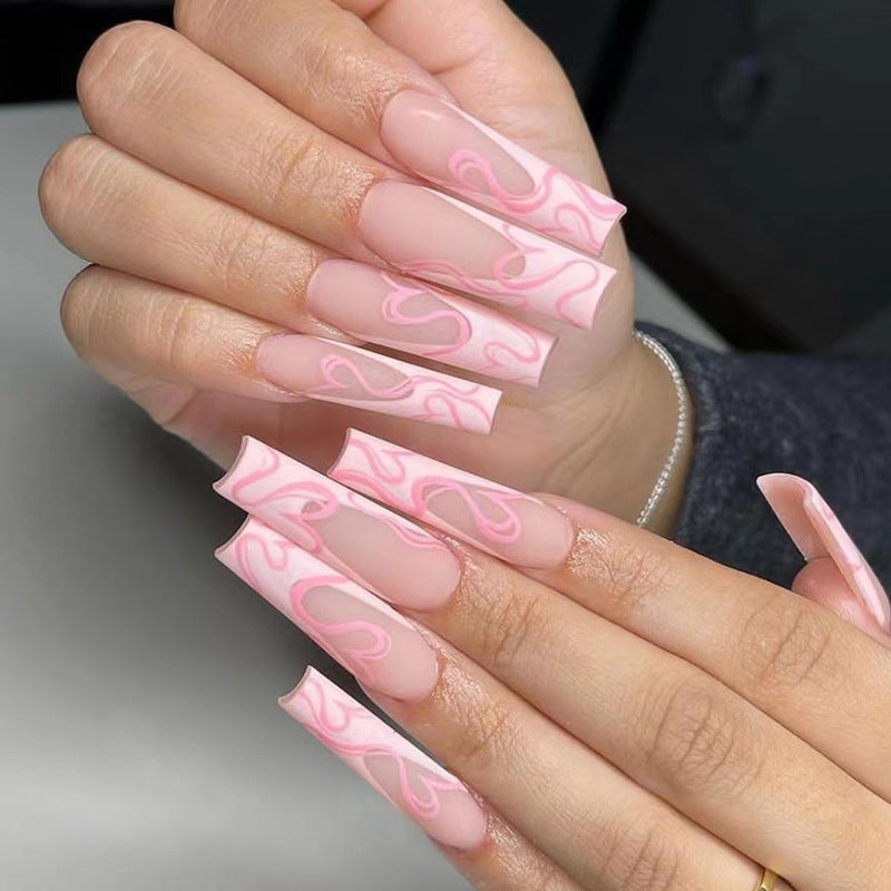 Faux Ongles Rose Marbré – Longs & Ultra Féminins Nolivia.fr