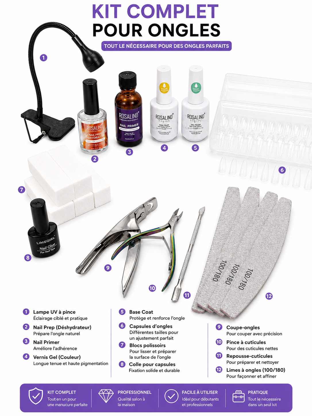 Kit Pose Américaine Complet - Capsules Ongles Pro Nolivia.fr