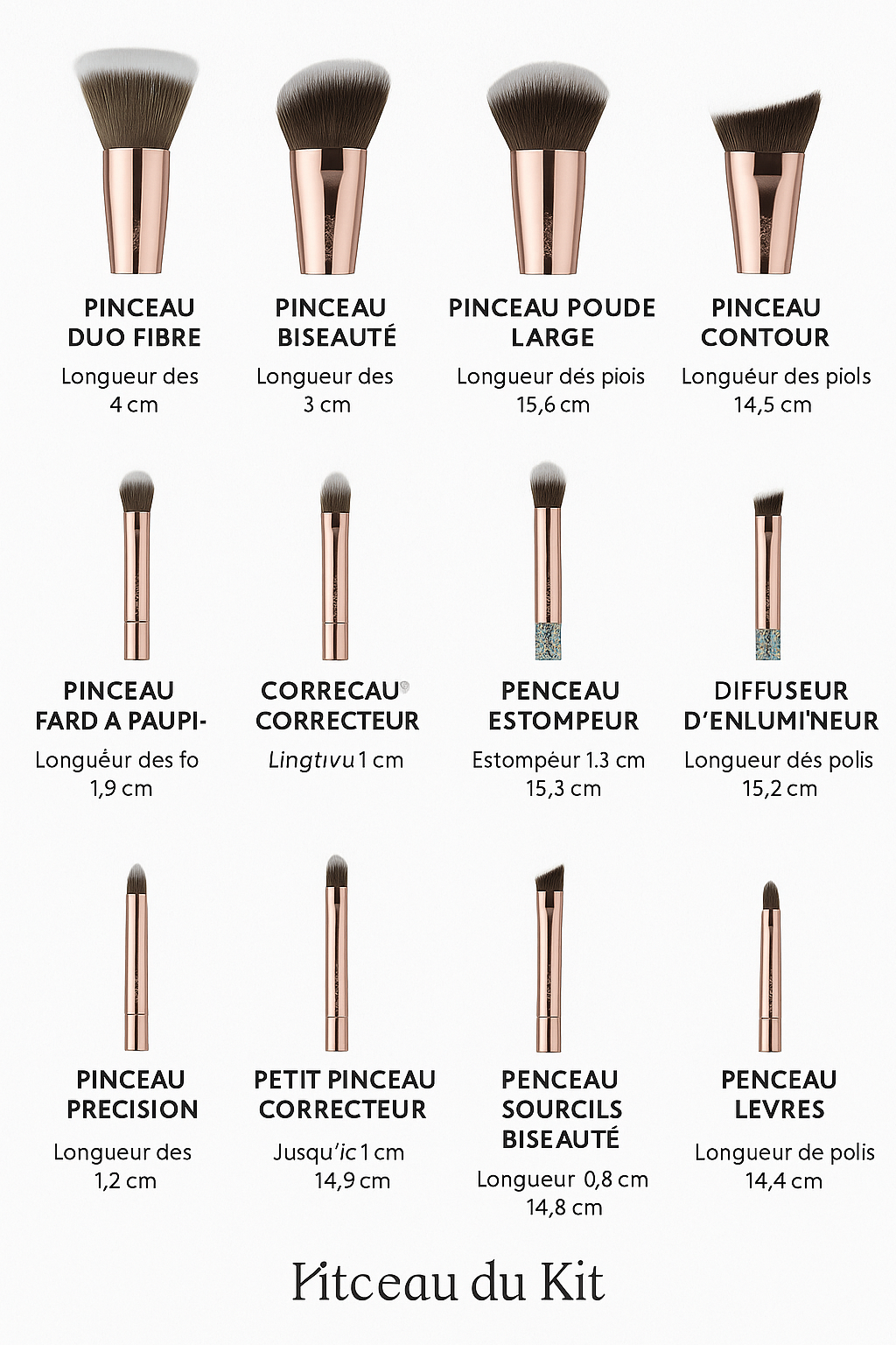 Set de Pinceaux de Maquillage Professionnels avec Pochette