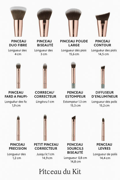 Set de Pinceaux de Maquillage Professionnels avec Pochette
