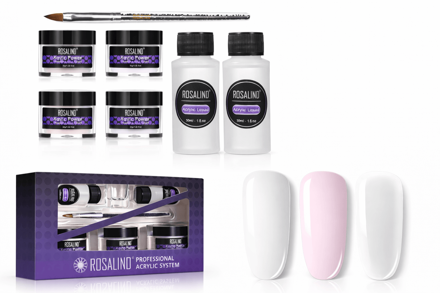 Kit acrylique ongles ROSALIND professionnel - extension ongles Nolivia