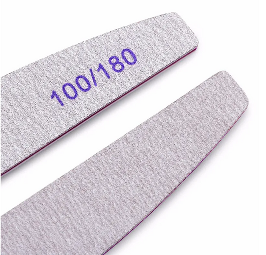 Lot de 5 limes ongles professionnelles grain 100/180 pour manucure gel UV et pose capsules - Nolivia.fr